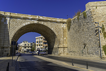 View of Venetian Walls of Heraklion on a sunny day, City of Heraklion, Crete, Greek Islands, Geece, Europe