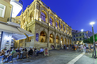 View of Venetian Loggia at dusk, City of Heraklion, Crete, Greek Islands, Geece, Europe
