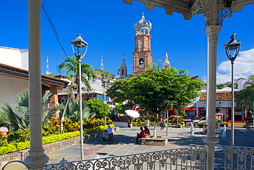 View of Parroquia de Guadalupe (Church of Our Lady of Guadalupe) in Downtown, Puerto Vallarta, Jalisco, Mexico, North America