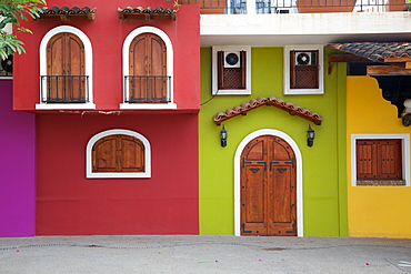 Colourful houses, Downtown, Puerto Vallarta, Jalisco, Mexico, North America