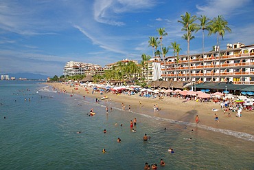 Beach scene, Downtown, Puerto Vallarta, Jalisco, Mexico, North America
