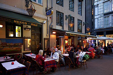Bar at dusk, Ostergade, Copenhagen, Denmark, Scandinavia, Europe