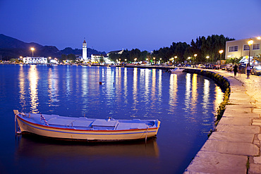 Harbour at dusk, Zakynthos Town, Zakynthos, Ionian Islands, Greek Islands, Greece, Europe