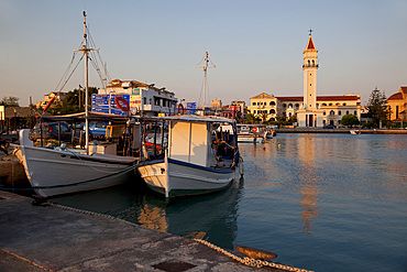 Agios Dionyssios Church and harbour, Zakynthos Town, Zakynthos, Ionian Islands, Greek Islands, Greece, Europe