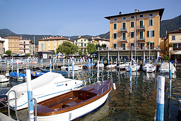 Harbour and boats, Iseo, Lake Iseo, Lombardy, Italian Lakes, Italy, Europe