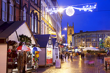 Christmas Market and Cathedral, Derby, Derbyshire, England, United Kingdom, Europe