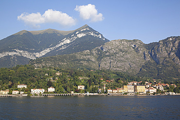 View of the town of Cadenabbia from ferry, Lake Como, Lombardy, Italian Lakes, Italy, Europe