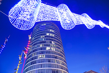 Rotunda at Christmas, City Centre, Birmingham, West Midlands, England, United Kingdom, Europe