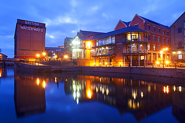 Waterfront at night, Nottingham, Nottinghamshire, England, United Kingdom, Europe