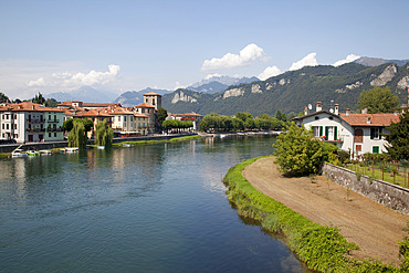 Brivio and River, Lake Como, Lombardy, Italian Lakes, Italy, Europe