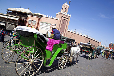 Horse and carriage, Place Jemaa El Fna, Marrakesh, Morocco, North Africa, Africa