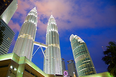 Petronas Towers at night, Kuala Lumpur, Malaysia, Southeast Asia, Asia