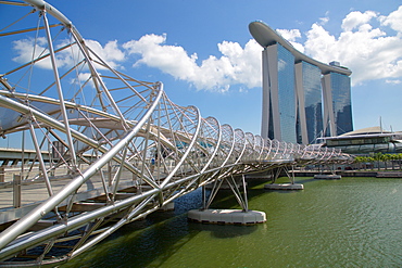 Marina Bay, Helix Bridge and Marina Bay Sands Hotel, Singapore, Southeast Asia