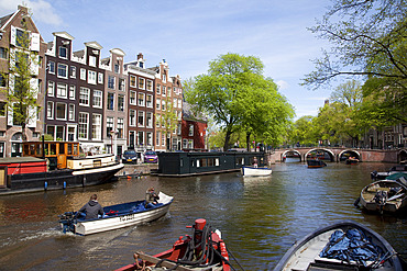 Canal and boats, Amsterdam, Holland, Europe