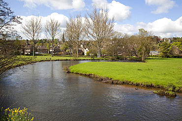 Wye River and town, Bakewell, Derbyshire, England, United Kingdom, Europe
