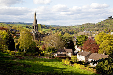 View of Parish Church and town, Bakewell, Derbyshire, England, United Kingdom, Europe