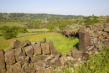 Landscape near Ashover and dry stone walls, Derbyshire, England, United Kingdom, Europe