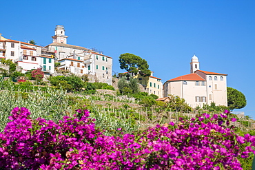 View of Diano Marina from Diano Castello, Imperia, Liguria, Italy, Europe