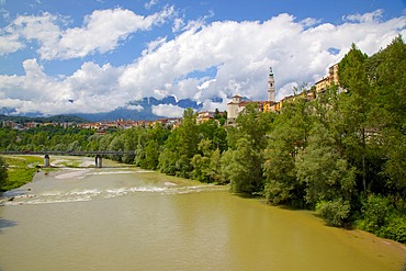 View of city and Duomo of San Martino, Belluno, Province of Belluno, Veneto, Italy, Europe