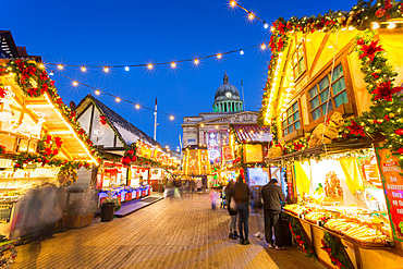 Christmas Market in the Old Town Square, Nottingham, Nottinghamshire, England, United Kingdom, Europe