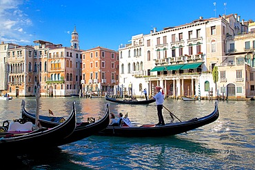 Gondolas on the Grand Canal, Venice, UNESCO World Heritage Site, Veneto, Italy, Europe