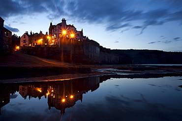 Robin Hoods Bay at dusk, Yorkshire, England, United Kingdom, Europe