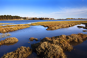 Alnmouth across the Aln Estuary, Northumberland, England, United Kingdom, Europe