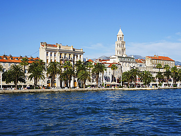 Riva and Old Town from Matejuska, Split, Croatia, Europe