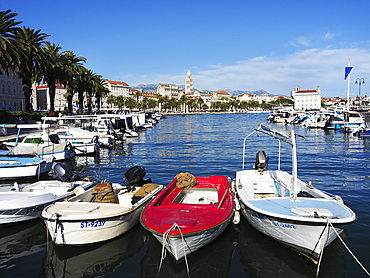 Riva and Old Town from Matejuska, Split, Croatia, Europe