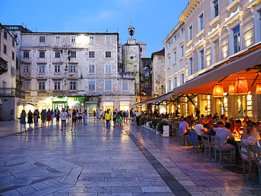 Pavement restaurant in Peoples Square, Split, Croatia, Europe