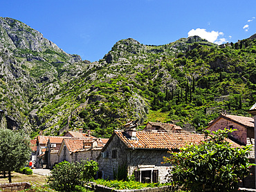 Rooftops from the City Walls, Kotor, UNESCO World Heritage Site, Montenegro, Europe