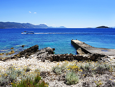 View to the Mainland from Badija Island, Korcula, Croatia, Europe