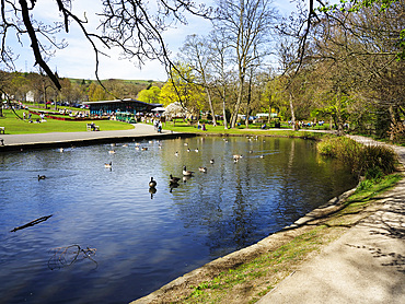Lake in Shibden Park in Spring Halifax Yorkshire