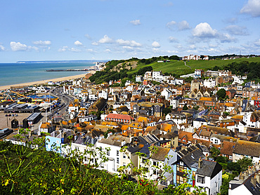 View over the Old Town from East Hill Hastings East Sussex