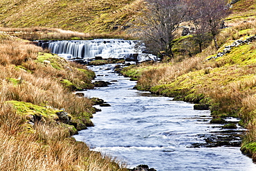 Waterfall in the Clough River, Garsdale Head, Yorkshire Dales, Cumbria, England, United Kingdom, Europe