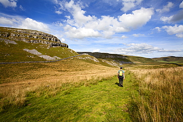 Walker on a Public Footpath near Settle, Yorkshire, England, United Kingdom, Europe