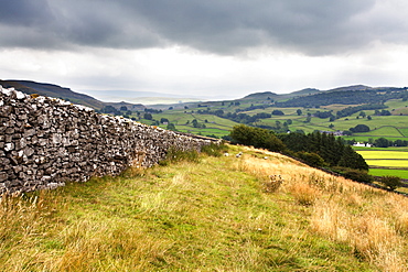 Dry stone wall and Public Footpath in Crummack Dale, Yorkshire, England, United Kingdom, Europe