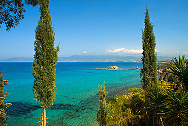 View along Chrysochou Bay on North West coast, near Latsi, Cyprus, Mediterranean, Europe