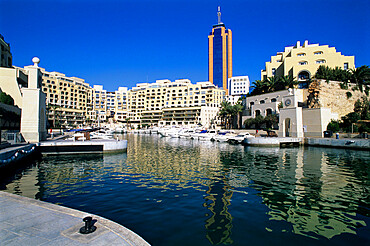 Portomaso Marina with exclusive apartments, Paceville, St. Julian`s, Malta, Mediterranean, Europe