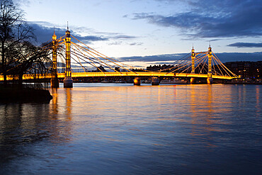 Albert Bridge over the River Thames, Chelsea, London, England, United Kingdom, Europe