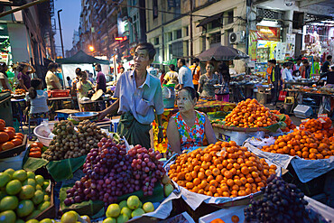 Night market, Yangon (Rangoon), Yangon Region, Myanmar (Burma), Asia