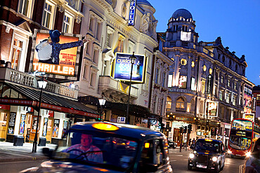 Theatres at night, Shaftesbury Avenue, London, England, United Kingdom, Europe