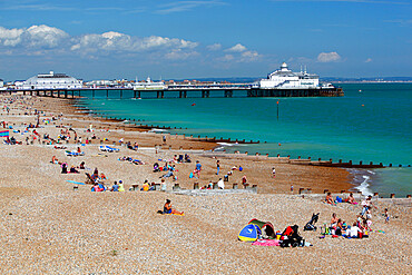 Beach and pier, Eastbourne, East Sussex, England, United Kingdom, Europe