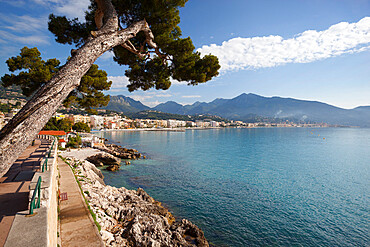 View along coastline, Roquebrune-Cap-Martin, Provence-Alpes-Cote d'Azur, Provence, France, Mediterranean, Europe