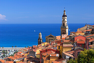 View over old town and port, Menton, Provence-Alpes-Cote d'Azur, Provence, France, Mediterranean, Europe