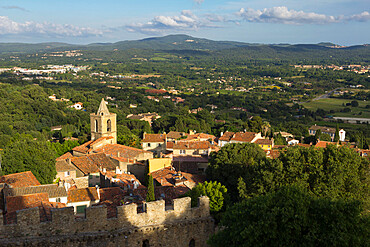 View over old village from castle, Grimaud, Var, Provence-Alpes-Cote d'Azur, Provence, France, Europe