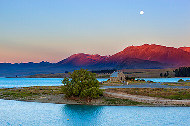 Church of the Good Shepherd at sunset, Lake Tekapo, Canterbury region, South Island, New Zealand, Pacific