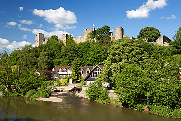 Ludlow Castle above the River Teme, Ludlow, Shropshire, England, United Kingdom, Europe