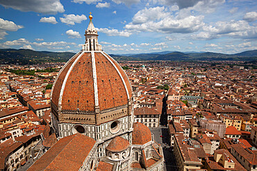 View over the Duomo and city from the Campanile, Florence, UNESCO World Heritage Site, Tuscany, Italy, Europe