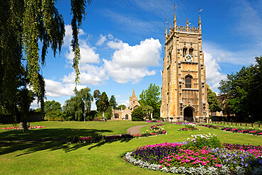 The Bell Tower and St. Lawrence's church in Abbey Park, Evesham, Worcestershire, England, United Kingdom, Europe